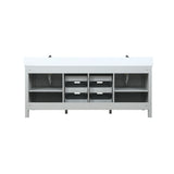 Marsyas 80" Ash Grey Double Vanity Ash Grey, White Quartz Top, White Square Sinks and 30" Mirrors w/ Faucets