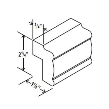 Light Rail Moulding - 96''W x 2 1/4''H x 1 1/2''D - Charleston Saddle - RTA