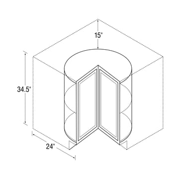 36 inch wide Lazy Susan Corner Cabinet - Warmwood Shaker - 36 Inch W x 34.5 Inch H x 24 Inch D