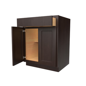 Luxor Espresso - Double Door Base Cabinet | 27"W x 34.5"H x 24"D