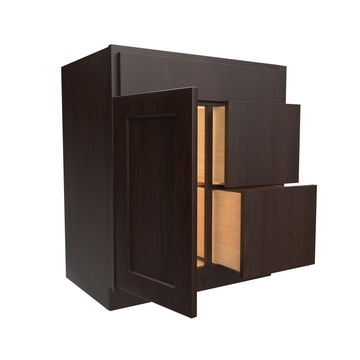 RTA Luxor Espresso - 1 Door 2 Drawer Vanity Sink Base Cabinet | 30"W x 34.5"H x 21"D