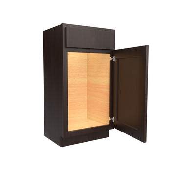 RTA Luxor Espresso - Single Door Base Vanity Cabinet | 15"W x 34.5"H x 18"D
