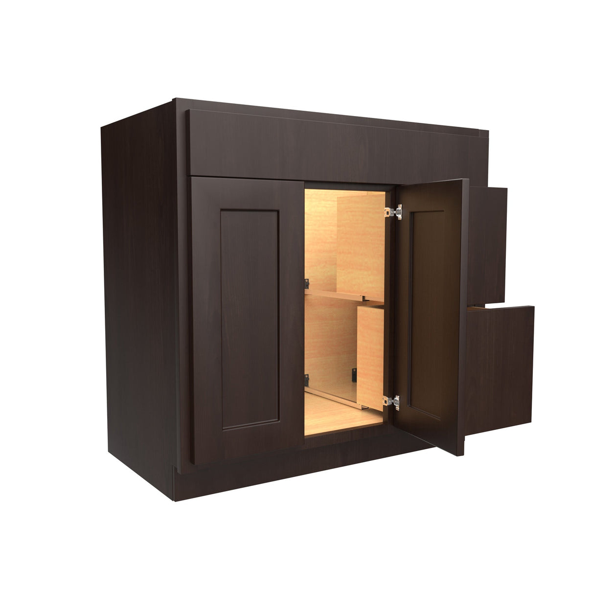 RTA Luxor Espresso - 36"W x 34.5"H x 21"D | Vanity Base Cabinet, Right-Side Drawers