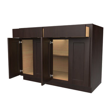 Luxor Espresso - Double Door Base Cabinet | 48"W x 34.5"H x 24"D