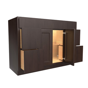 Luxor Espresso - 2 Door & Drawer Vanity Sink Base Cabinet | 48"W x 34.5"H x 21"D