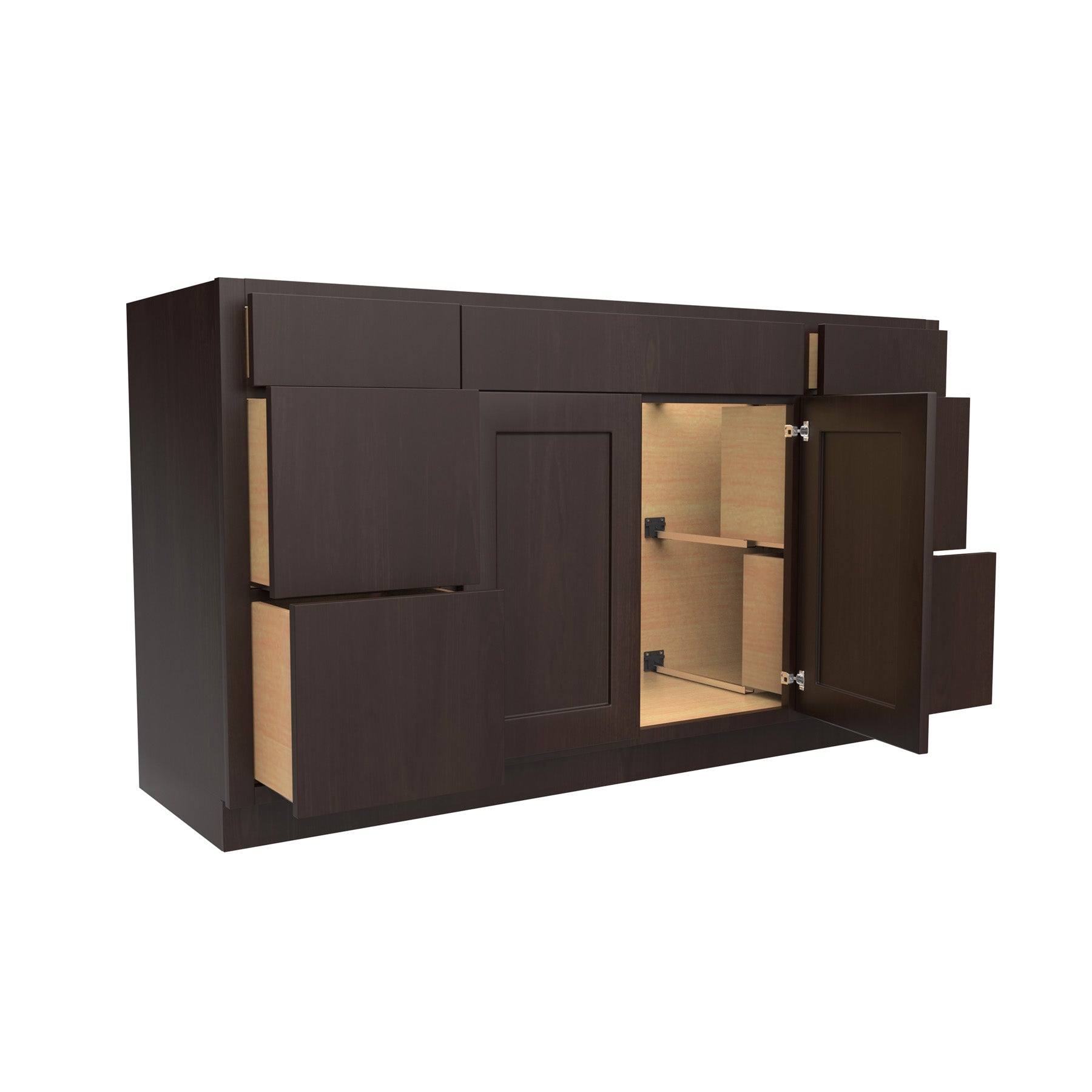 RTA Luxor Espresso - 4 Door Vanity Base Cabinet | 60"W x 34.5"H x 21"D