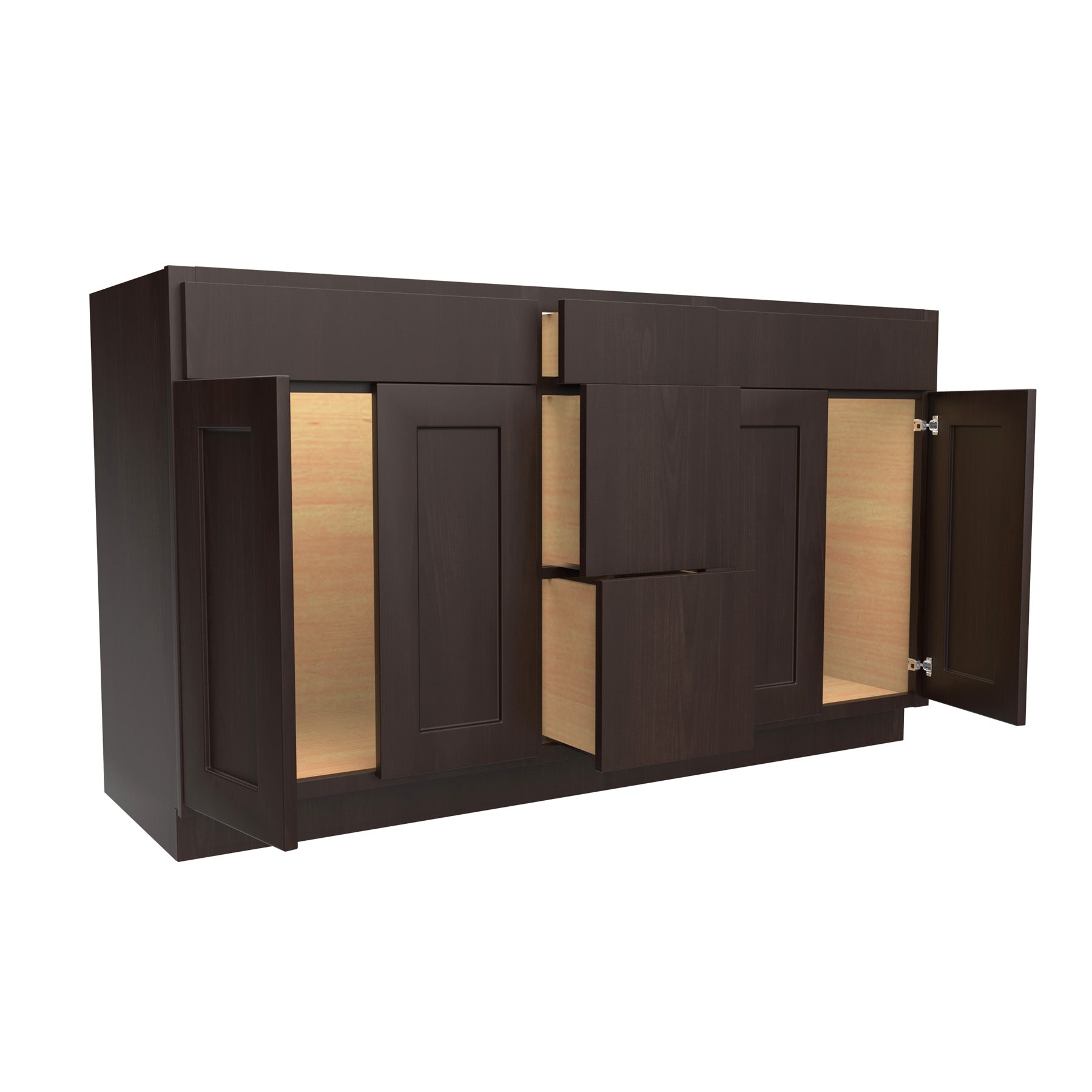 RTA Luxor Espresso - Drawer Vanity Cabinet | 60"W x 34.5"H x 21"D