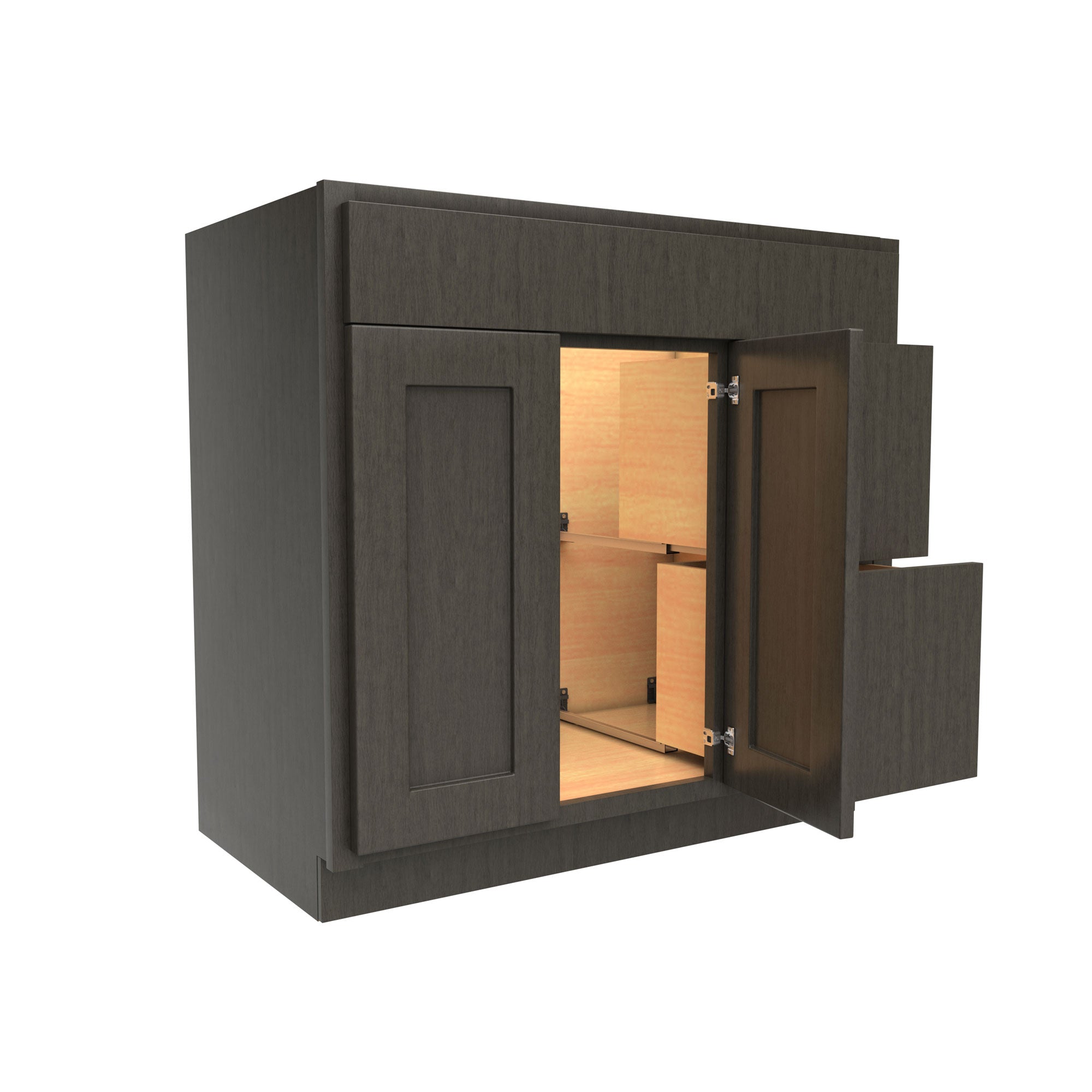 RTA Luxor Smoky Grey - 36"W x 34.5"H | Vanity Base Cabinet, Right-Side Drawers