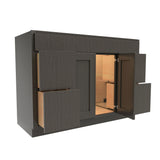 RTA Luxor Smoky Grey - 2 Door & Drawer Vanity Sink Base Cabinet | 48"W x 34.5"H x 21"D