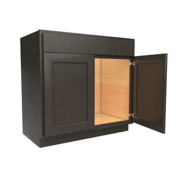 RTA Luxor Smoky Grey - Double Door Vanity Sink Base Cabinet | 36"W x 34.5"H x 21"D