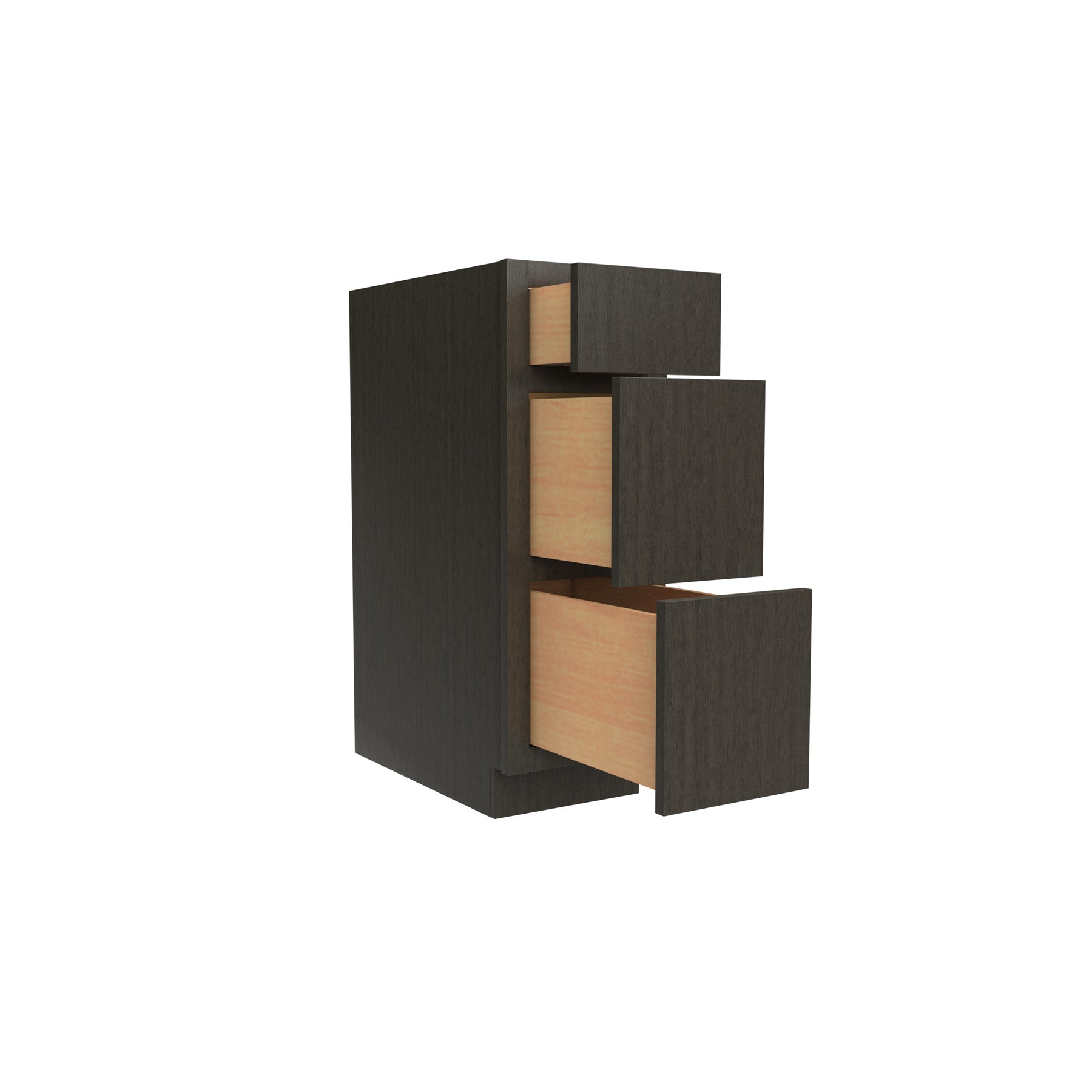Luxor Smoky Grey - 3 Drawer Base Cabinet | 12"W x 34.5"H x 24"D