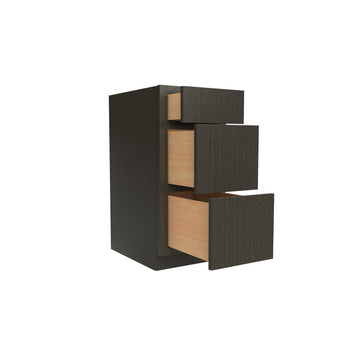 Luxor Smoky Grey - 3 Drawer Base Cabinet | 15"W x 34.5"H x 24"D