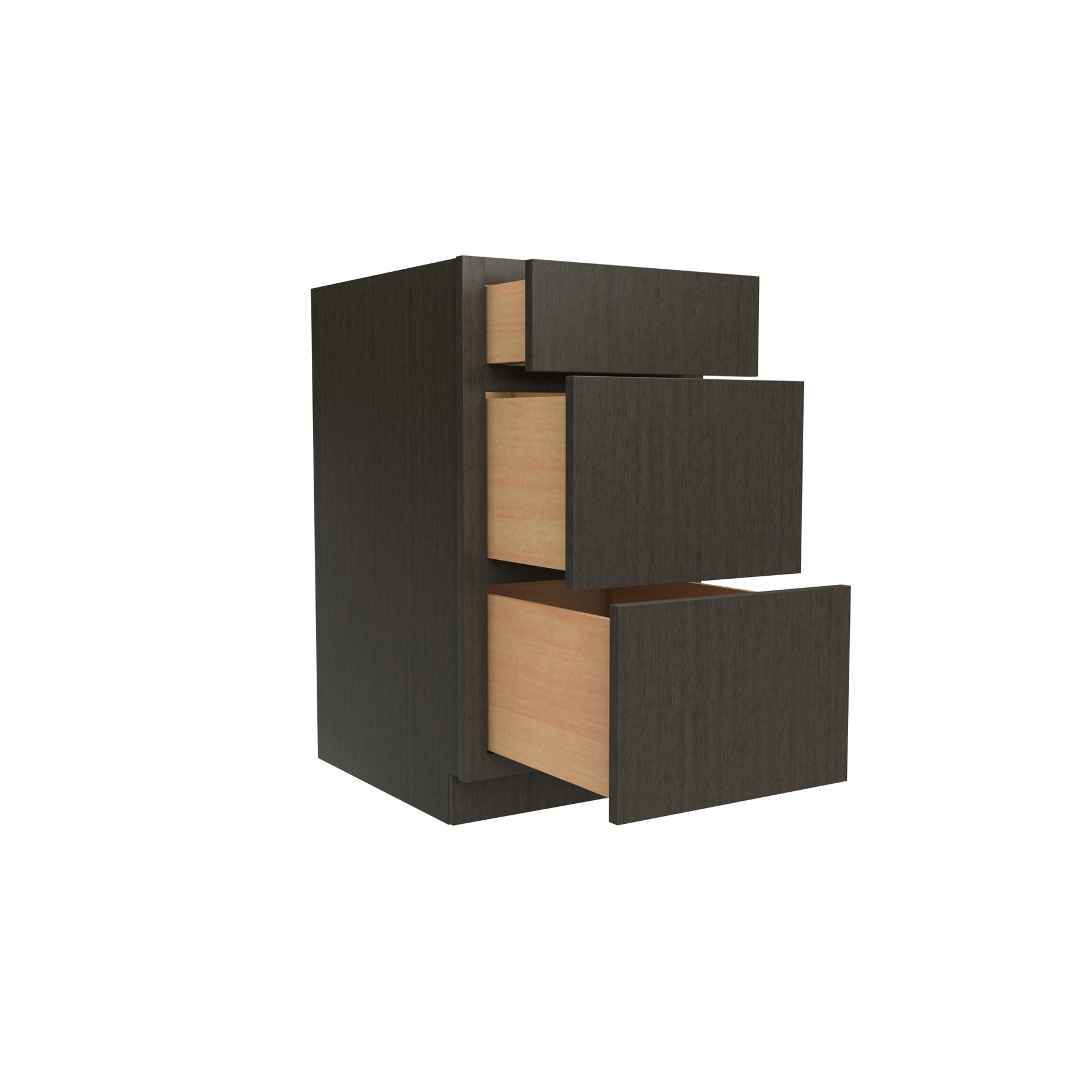 Luxor Smoky Grey - 3 Drawer Base Cabinet | 18"W x 34.5"H x 24"D