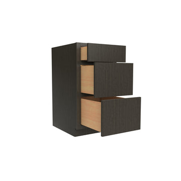 Luxor Smoky Grey - 3 Drawer Base Cabinet | 18"W x 34.5"H x 24"D