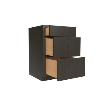 3 Drawer Base Cabinet | 21W x 34.5H x 24D | RTA - Luxor Smoky Grey