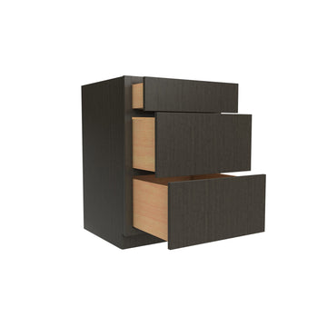 3 Drawer Base Cabinet | 24W x 34.5H x 24D | RTA - Luxor Smoky Grey