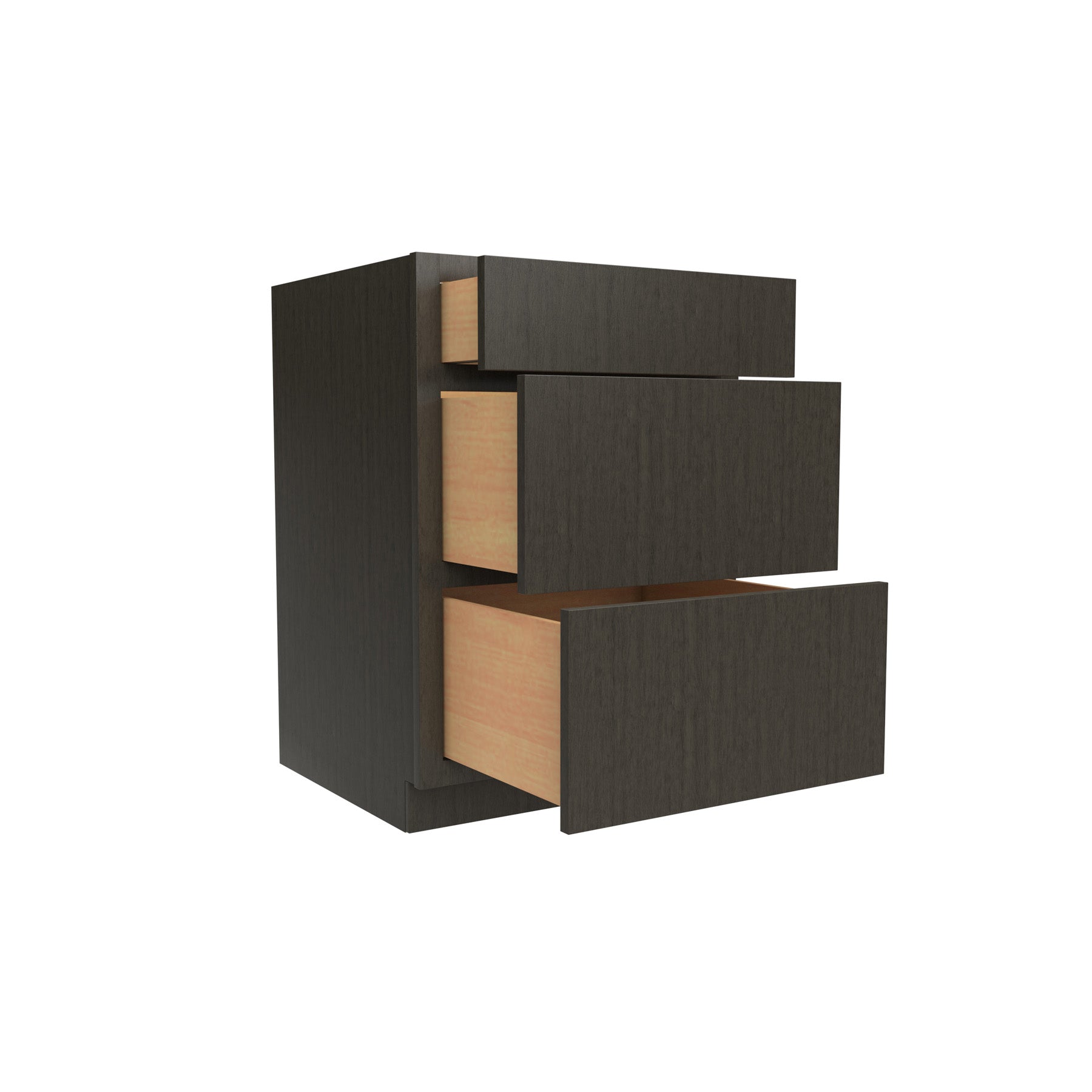 Luxor Smoky Grey - 3 Drawer Base Cabinet | 24"W x 34.5"H x 24"D