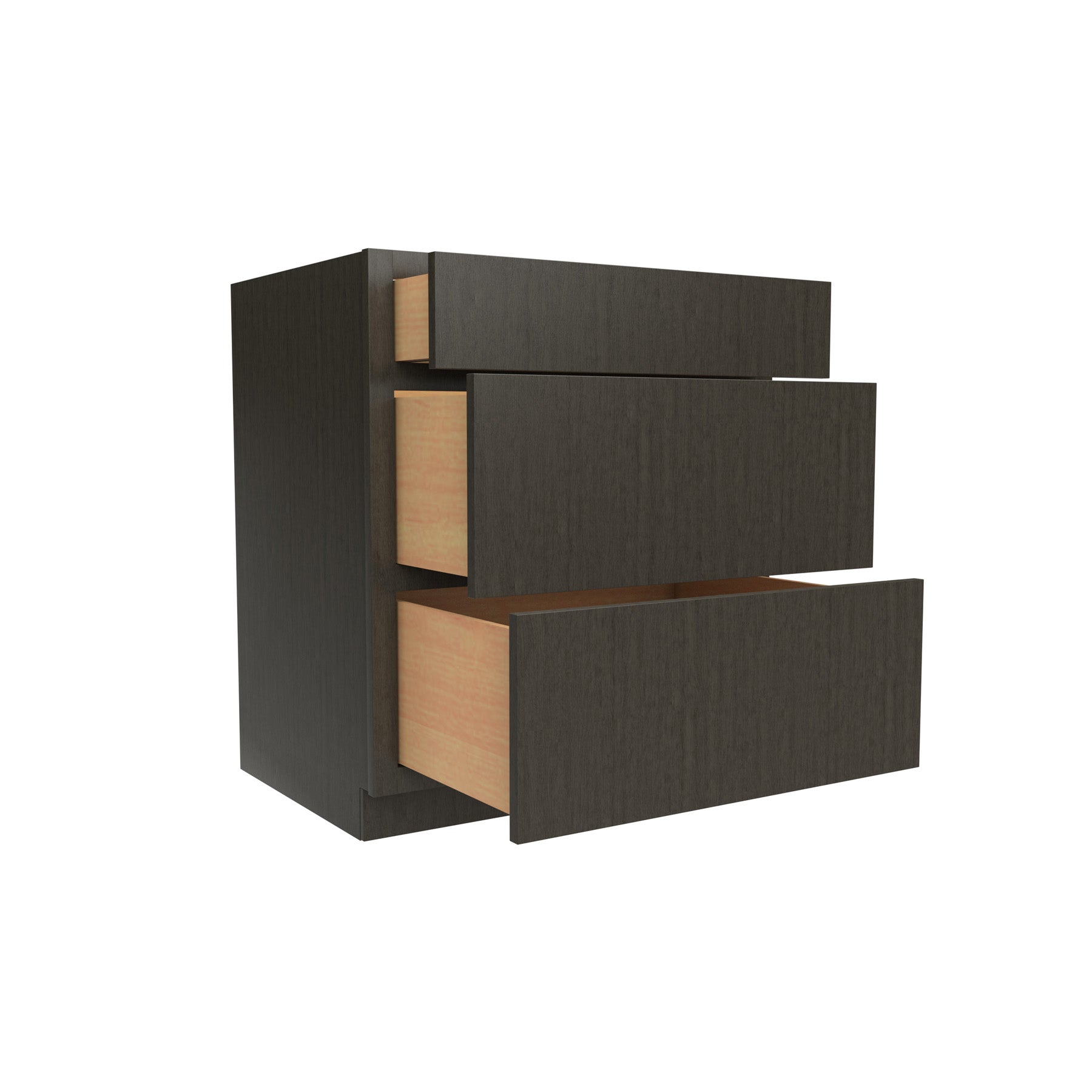 Luxor Smoky Grey - 3 Drawer Base Cabinet | 30"W x 34.5"H x 24"D