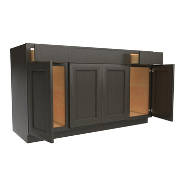 RTA Luxor Smoky Grey - 4 Door Vanity Base Cabinet | 48"W x 34.5"H x 21"D