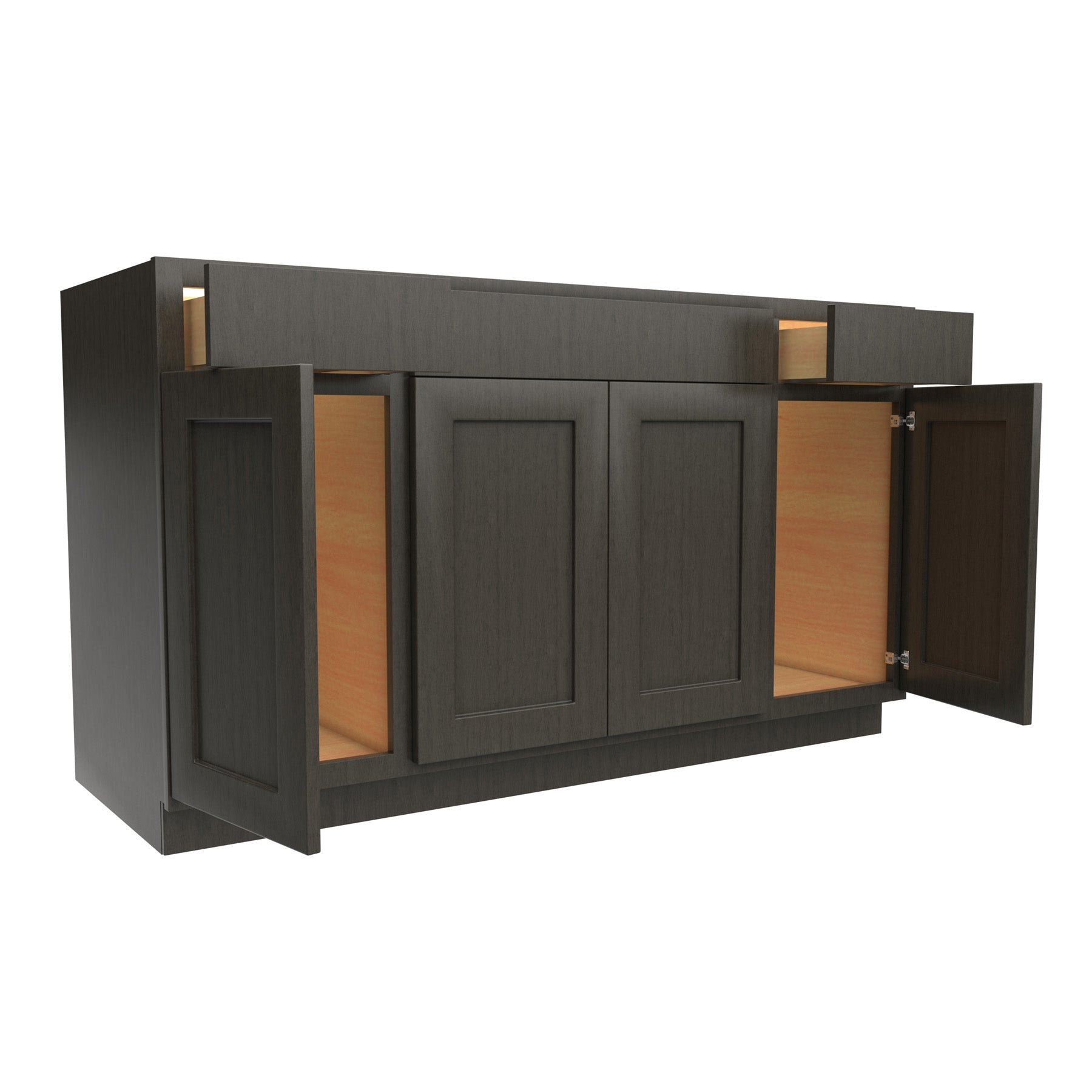 RTA Luxor Smoky Grey - 4 Door Vanity Base Cabinet | 54"W x 34.5"H x 21"D