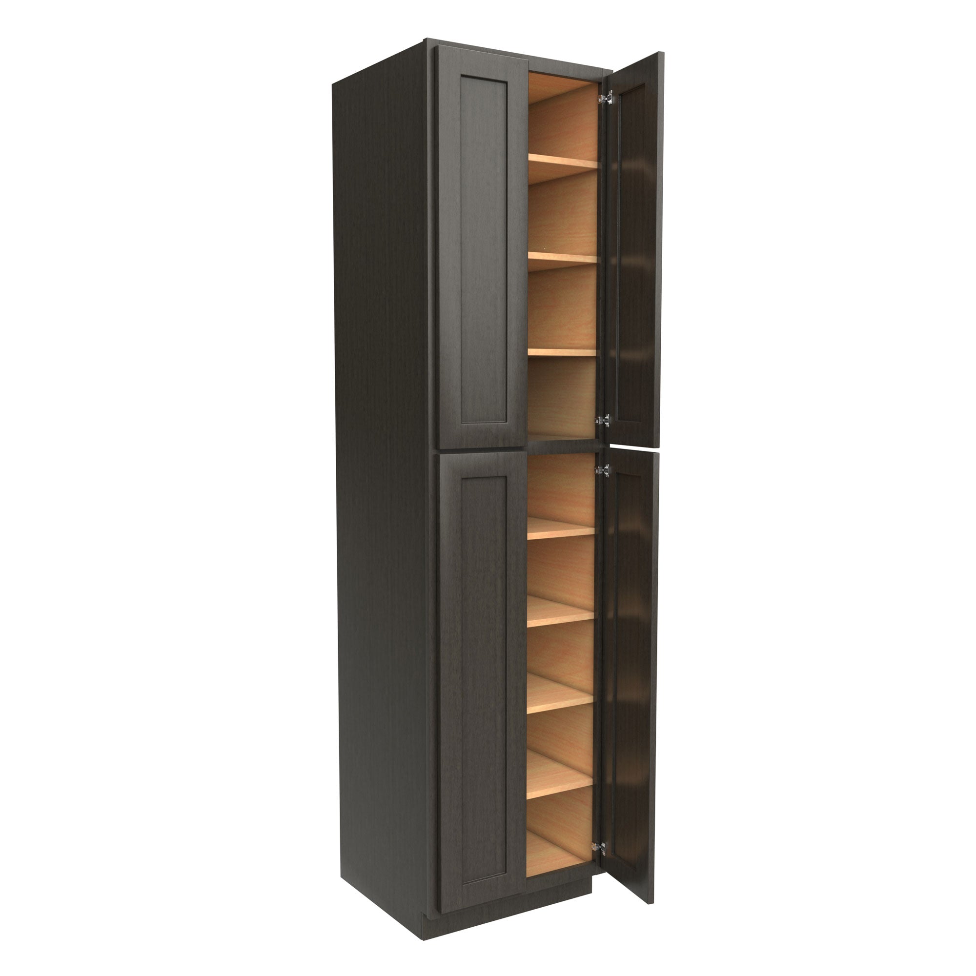 RTA Luxor Smoky Grey - Double Door Utility Cabinet | 24"W x 96"H x 24"D