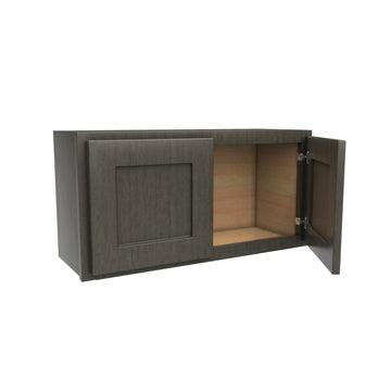 Luxor Smoky Grey - Double Door Wall Cabinet | 30"W x 15"H x 12"D
