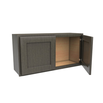 Luxor Smoky Grey - Double Door Wall Cabinet | 36"W x 18"H x 12"D