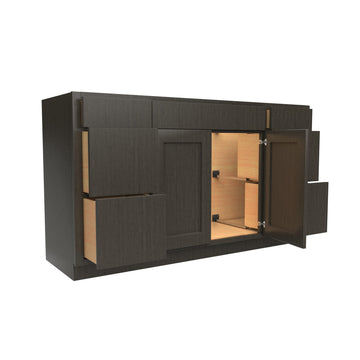 RTA Luxor Smoky Grey - Drawer Base Vanity Cabinet | 60"W x 34.5"H x 21"D