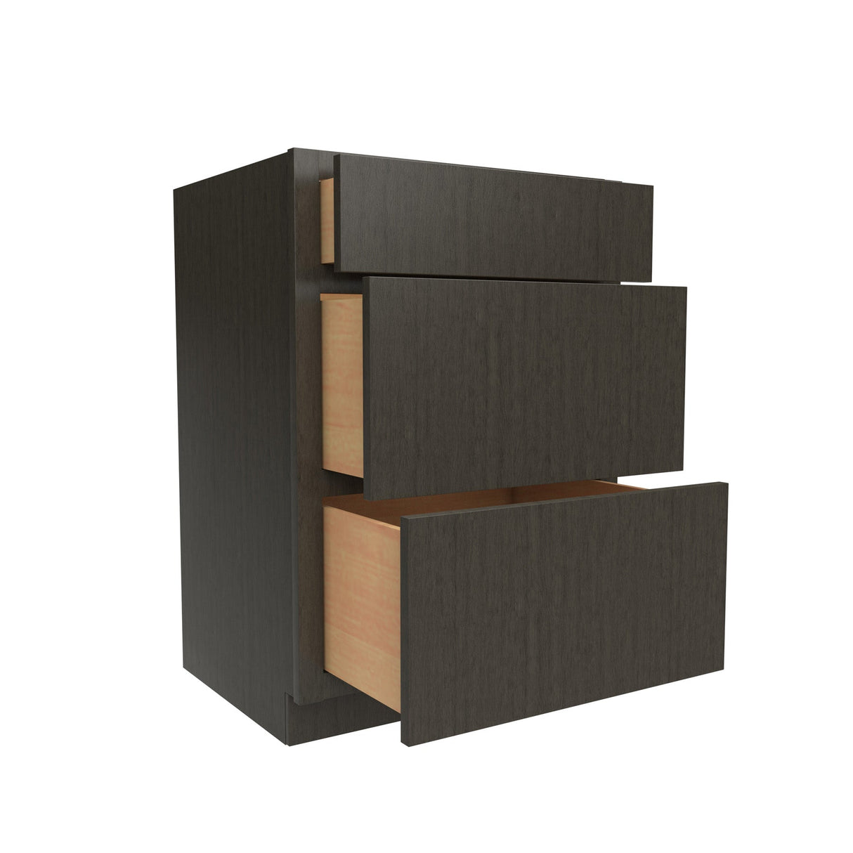 RTA Luxor Smoky Grey - 3 Drawer Vanity Cabinet | 24"W x 34.5"H x 21"D