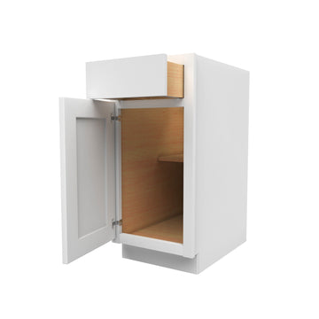 15 Inch Wide Accessible ADA - Single Door Base Cabinet - Luxor White Shaker - Ready To Assemble, 15