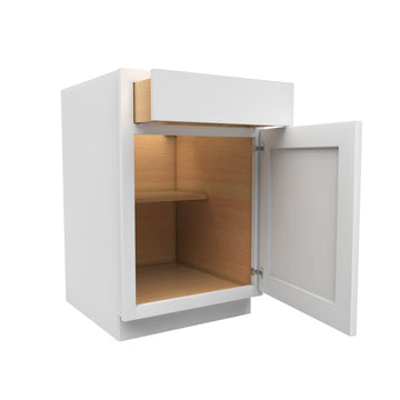 21 Inch Wide Accessible ADA - Single Door Base Cabinet - Luxor White Shaker - Ready To Assemble, 21