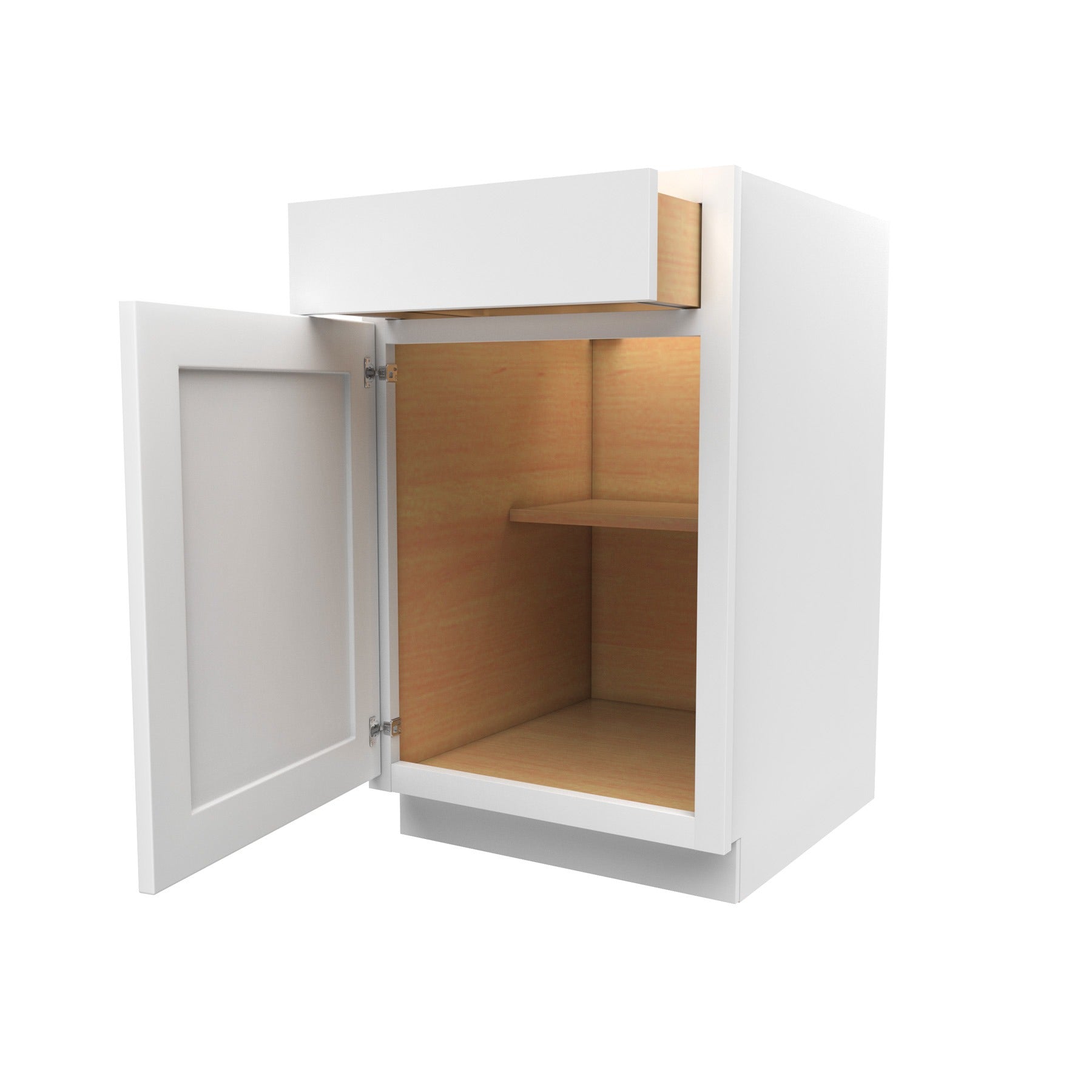 21 Inch Wide Single Door Base Cabinet - Luxor White Shaker - Ready To Assemble, 21"W x 34.5"H x 24"D