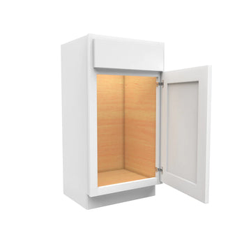 Luxor White - Single Door Base Vanity Cabinet | 15"W x 34.5"H x 21"D