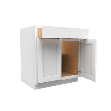 30 Inch Wide Accessible ADA - Double Door Base Cabinet - Luxor White Shaker - Ready To Assemble, 30