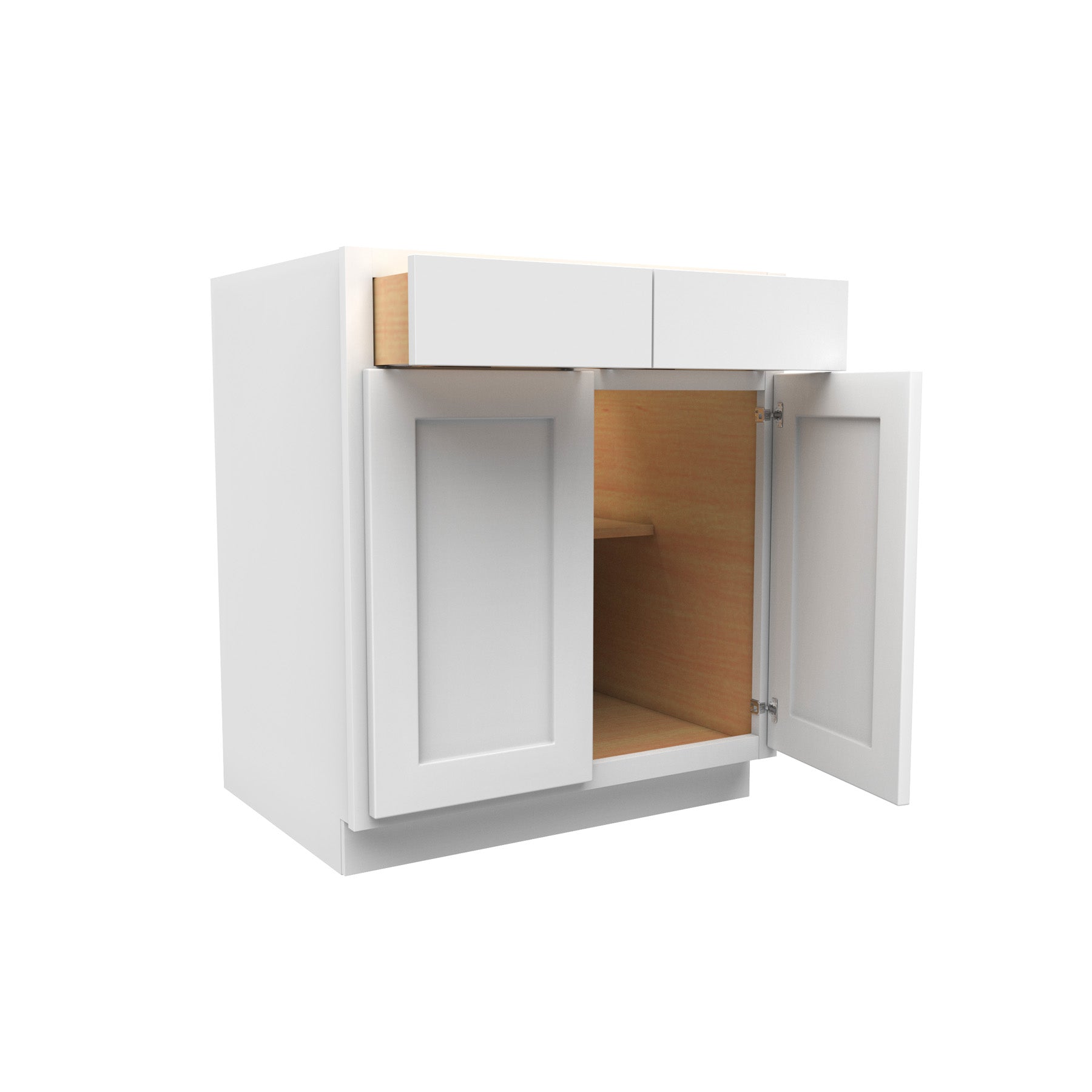 30 Inch Wide Double Door Base Cabinet - Luxor White Shaker - Ready To Assemble, 30"W x 34.5"H x 24"D