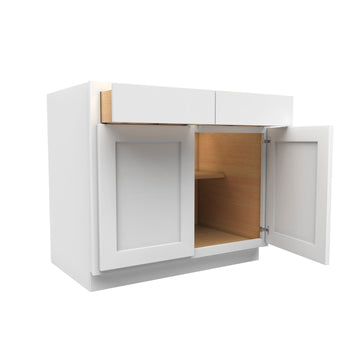 36 Inch Wide Accessible ADA - Double Door Base Cabinet - Luxor White Shaker - Ready To Assemble, 36"W x 32.5"H x 24"D