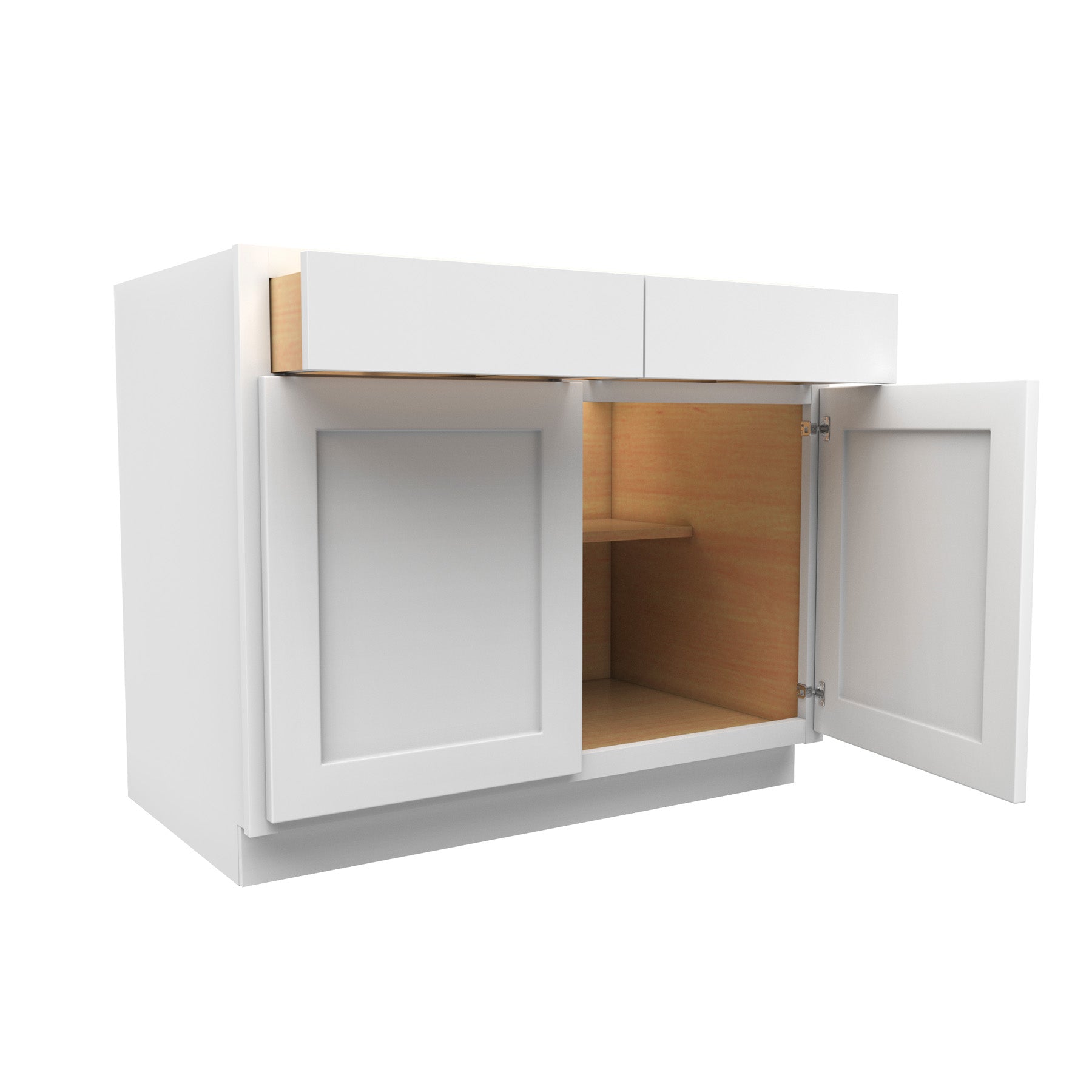 42 Inch Wide Double Door Base Cabinet - Luxor White Shaker - Ready To Assemble, 42"W x 34.5"H x 24"D