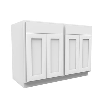 Luxor White - Double Drawer Front 4 Door Sink Base Cabinet | 48