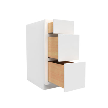 12 Inch Wide Accessible ADA - 3 Drawer Base Cabinet - Luxor White Shaker - Ready To Assemble, 12