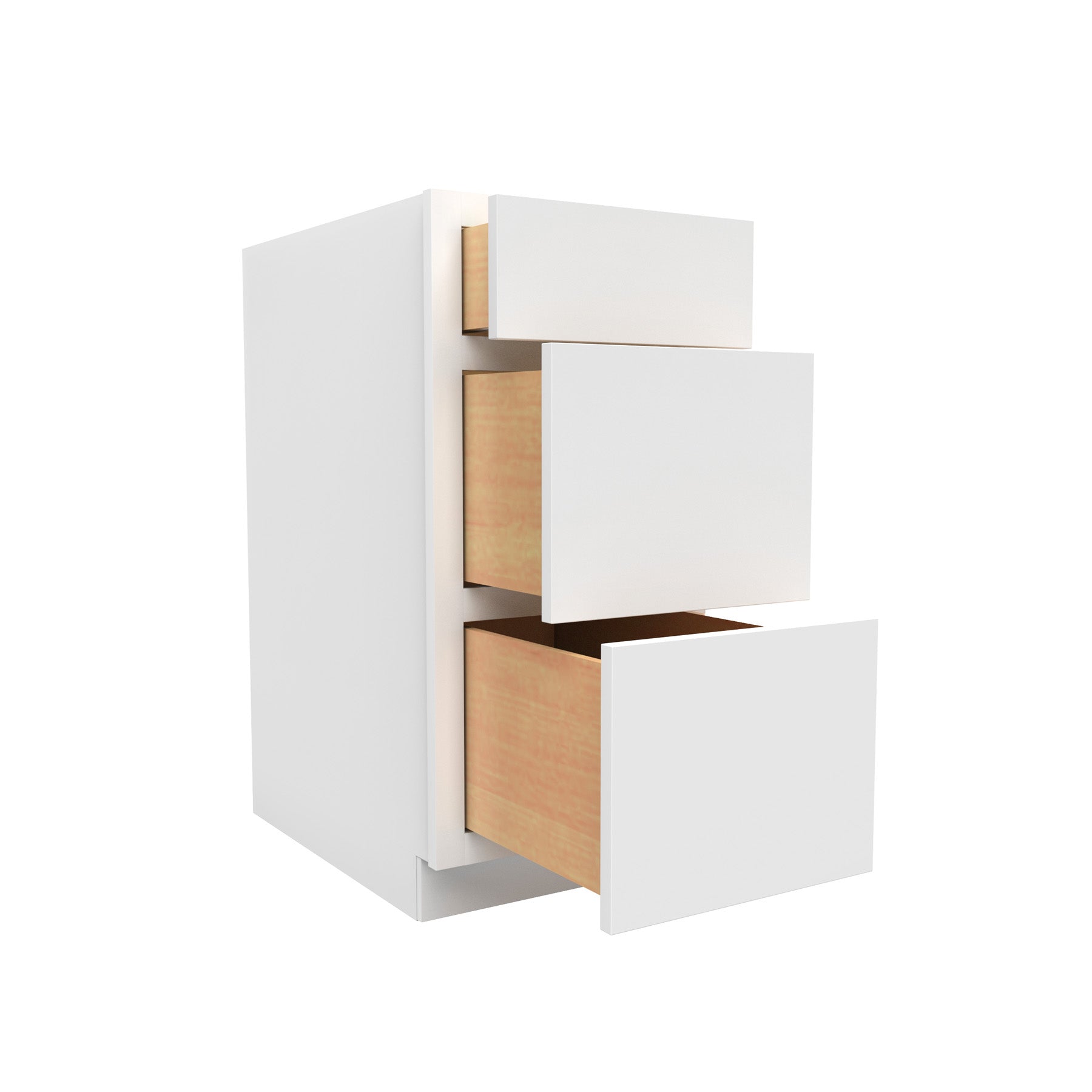 15 Inch Wide 3 Drawer Base Vanity Cabinet - Handicap Accessible - Luxor White Shaker - Ready To Assemble, 15"W x 32.5"H x 21"D