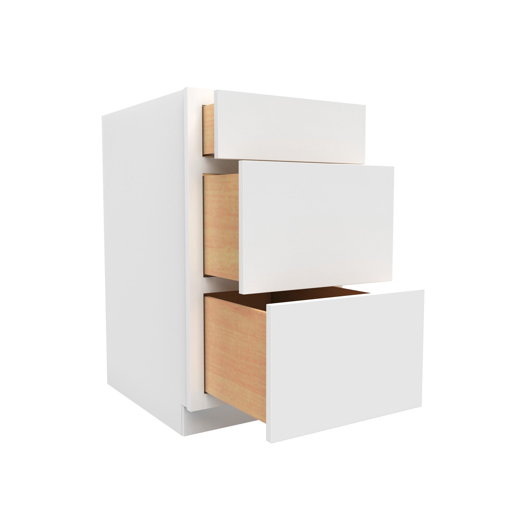 18 Inch Wide Accessible ADA - 3 Drawer Base Cabinet - Luxor White Shaker - Ready To Assemble, 18"W x 32.5"H x 24"D