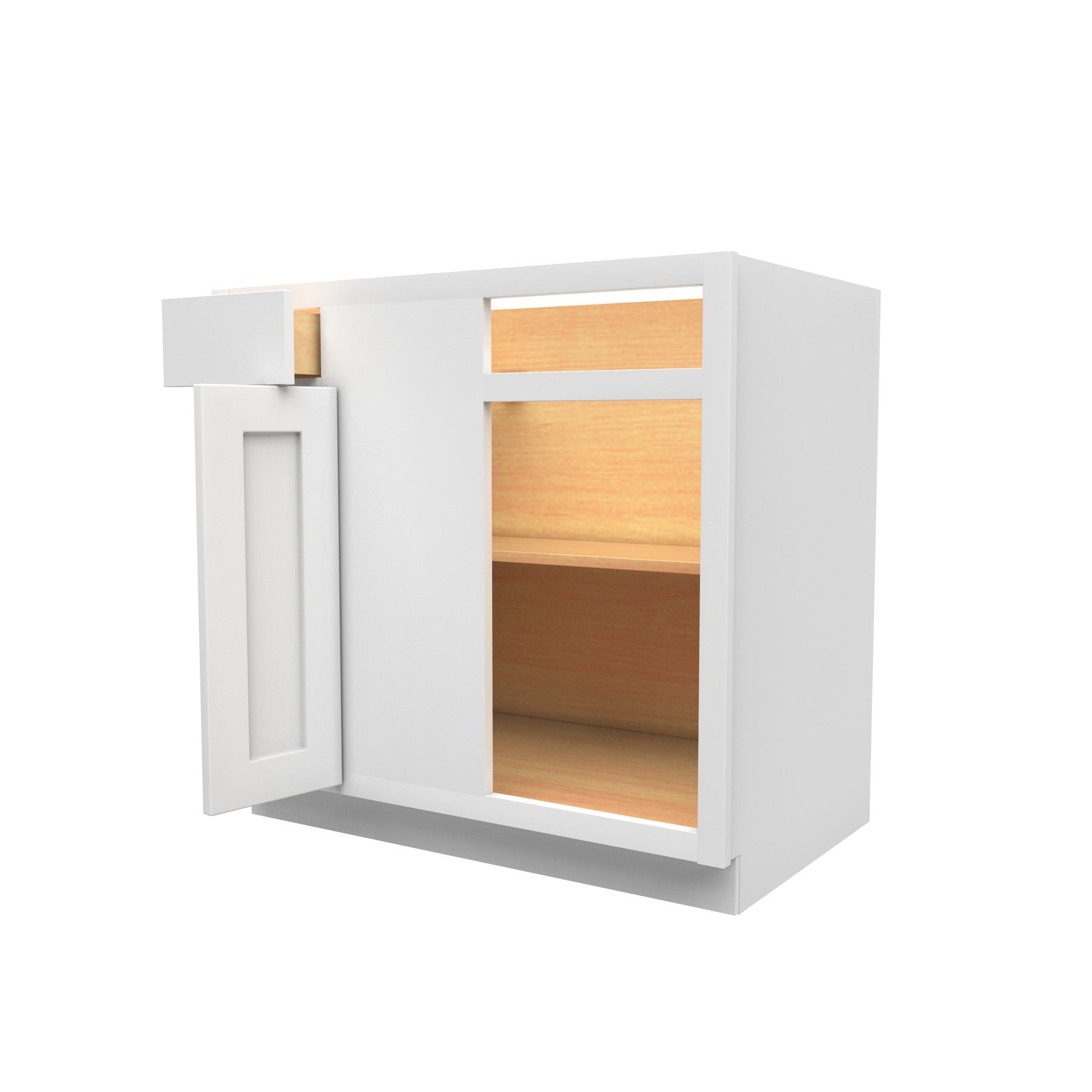 27 Inch Wide Blind Base Cabinet - Luxor White Shaker - Ready To Assemble, 27"W x 34.5"H x 24"D