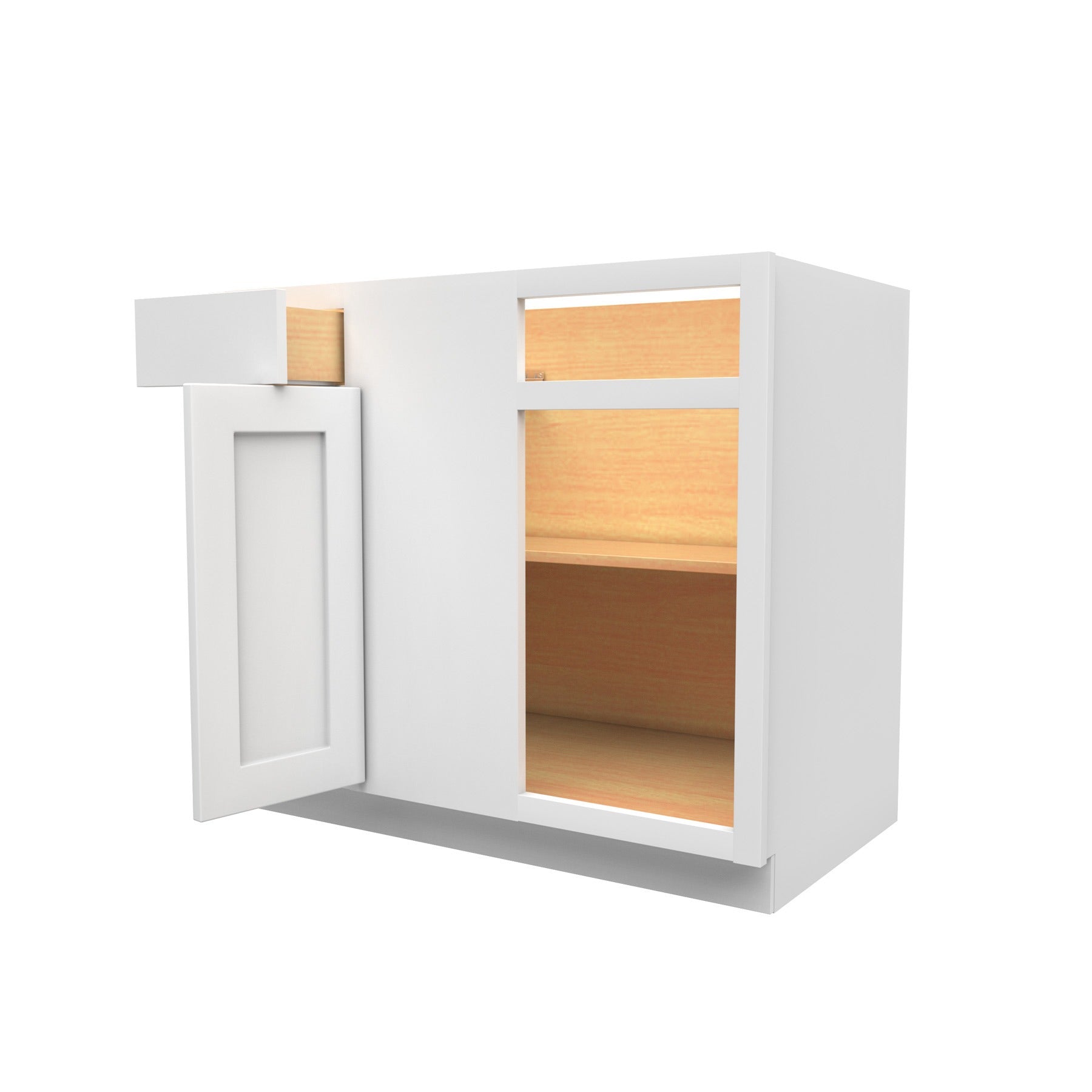 33 Inch Wide Blind Base Cabinet - Luxor White Shaker - Ready To Assemble, 33"W x 34.5"H x 24"D
