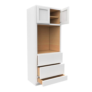 84 Inch High Double Door Oven Tall Cabinet - Luxor White Shaker - Ready To Assemble, 30"W x 84"H x 24"D