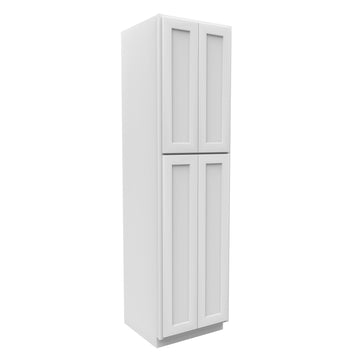 90 Inch High Pantry Cabinet With Double Door - Luxor White Shaker - Ready To Assemble, 24