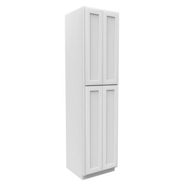 96 Inch High Pantry Cabinet With Double Door - Luxor White Shaker - Ready To Assemble, 24