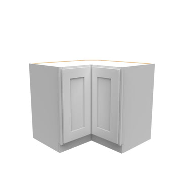 33 Inch Wide Lazy Susan Corner Base Cabinet - Luxor White Shaker - Ready To Assemble, 33