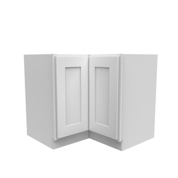 36 Inch Wide Accessible ADA - Lazy Susan Corner Base Cabinet - Luxor White Shaker - Ready To Assemble, 36