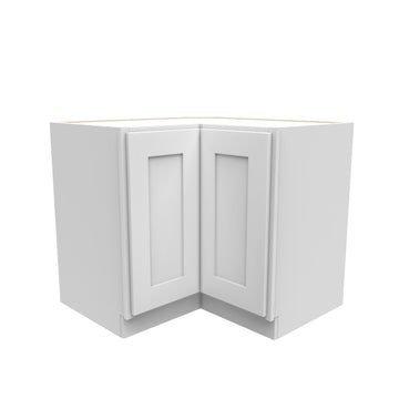 36 Inch Wide Lazy Susan Corner Base Cabinet - Luxor White Shaker - Ready To Assemble, 36