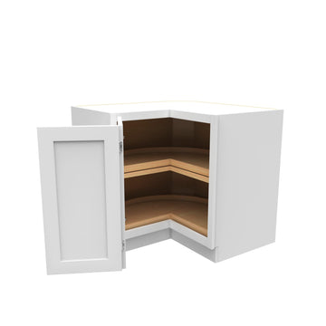 33 Inch Wide Lazy Susan Corner Base Cabinet - Luxor White Shaker - Ready To Assemble, 33"W x 34.5"H x 24"D